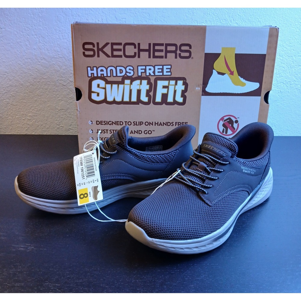 Skechers Hands Free Swift Fit Mens Brown Slip On Sneakers 182006 Size 8